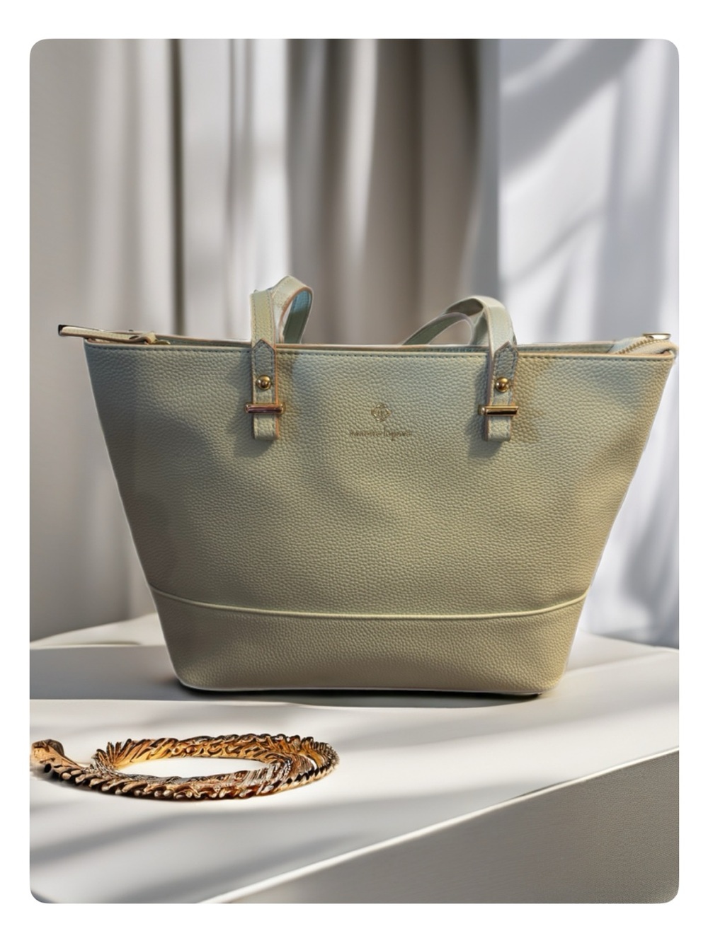 Nanette Lapore Elegant Pastel BlueTote Bag with Gold Hardware NWOT